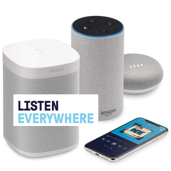 Picture of smart speakers, and smartphone.